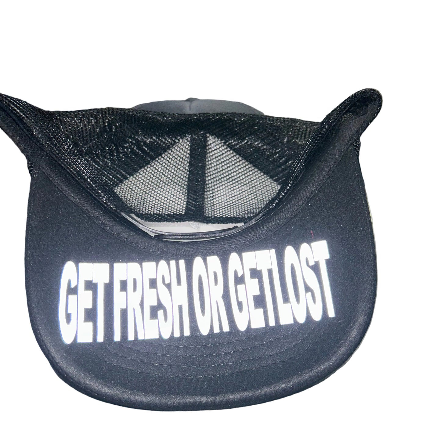 Black GET FRESH OR GET LOST Hat With Orange Rhinestone Embroidery