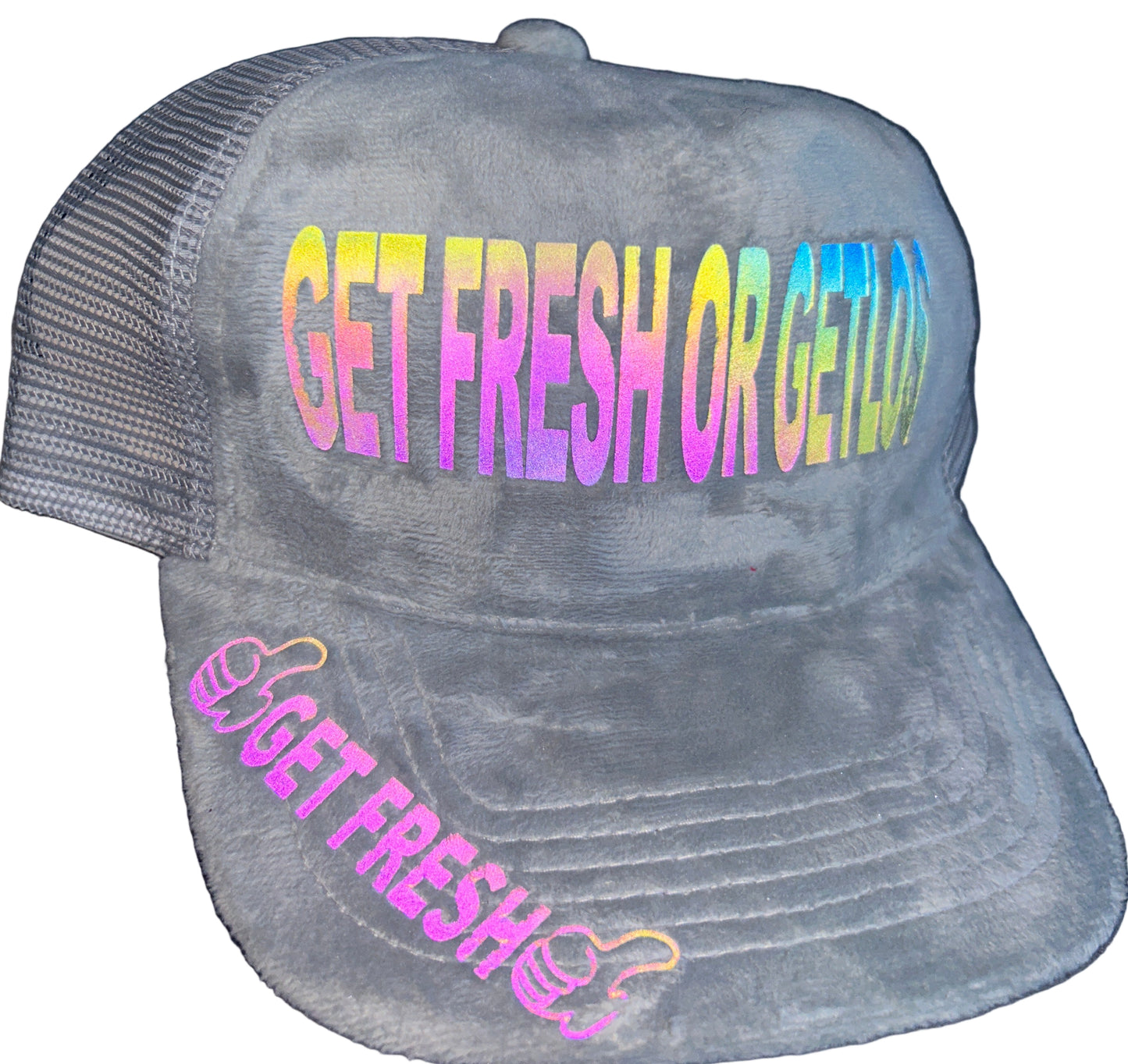 Gray GET FRESH OR GET LOST Hat With Reflector