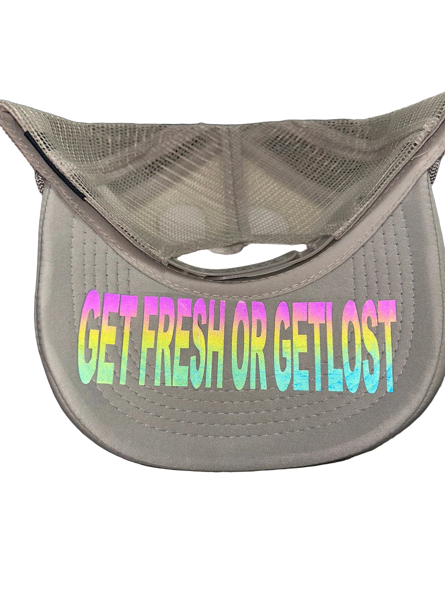 Grey GET FRESH OR GET LOST Hat With Orange Rhinestone Embroidery
