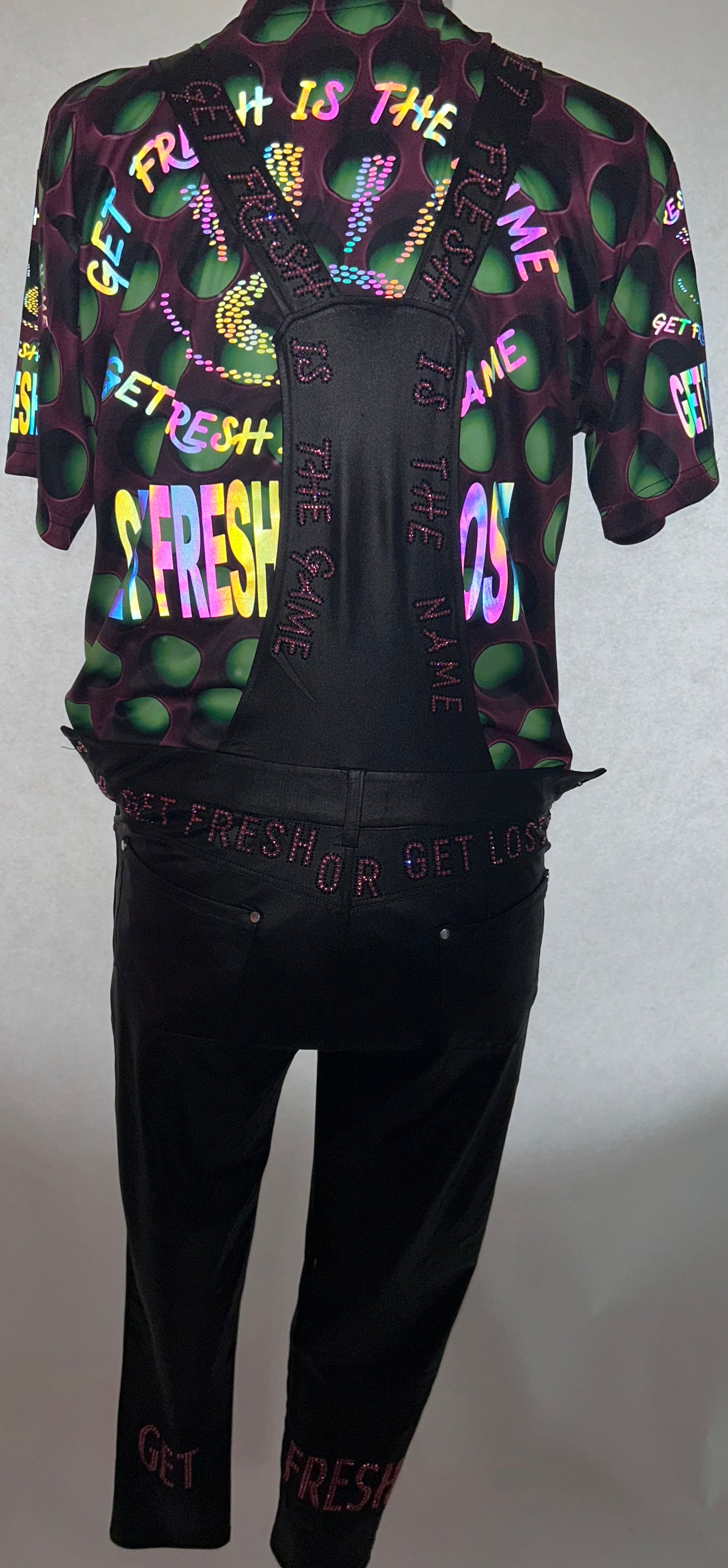 Black GET FRESH OR GET LOST Jumper With Pink Rhinestone Embroidery