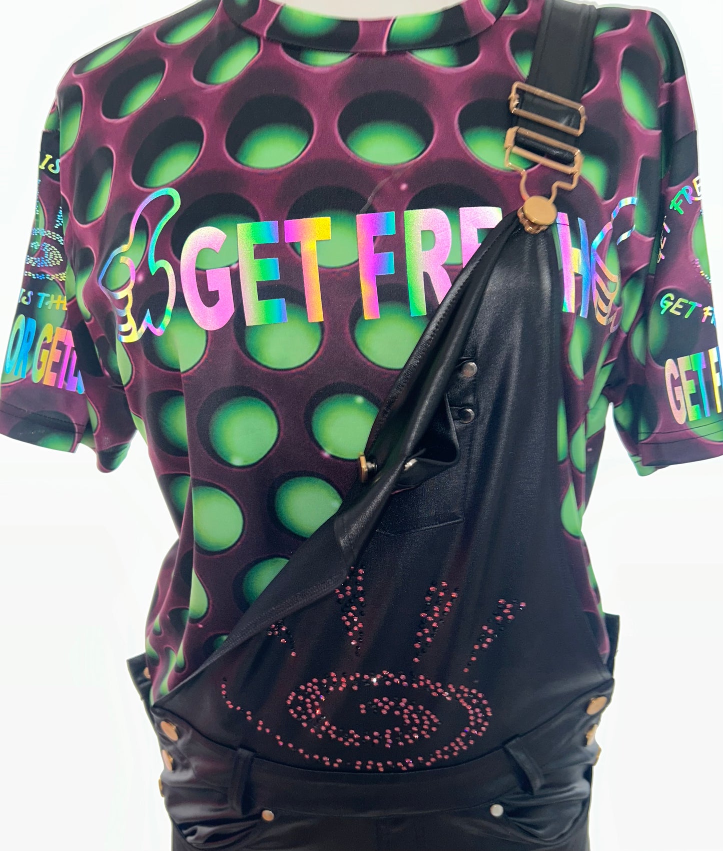 Black GET FRESH OR GET LOST Jumper With Pink Rhinestone Embroidery