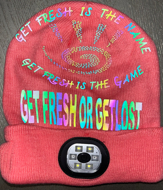 Pink GET FRESH OR GET LOST Winter Hat Reflector