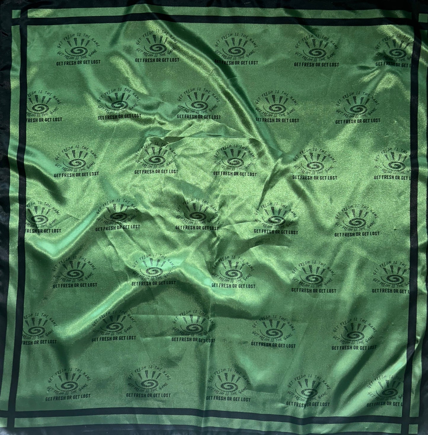 Green GETFRESH OR GET LOST Scarf With Black Outline
