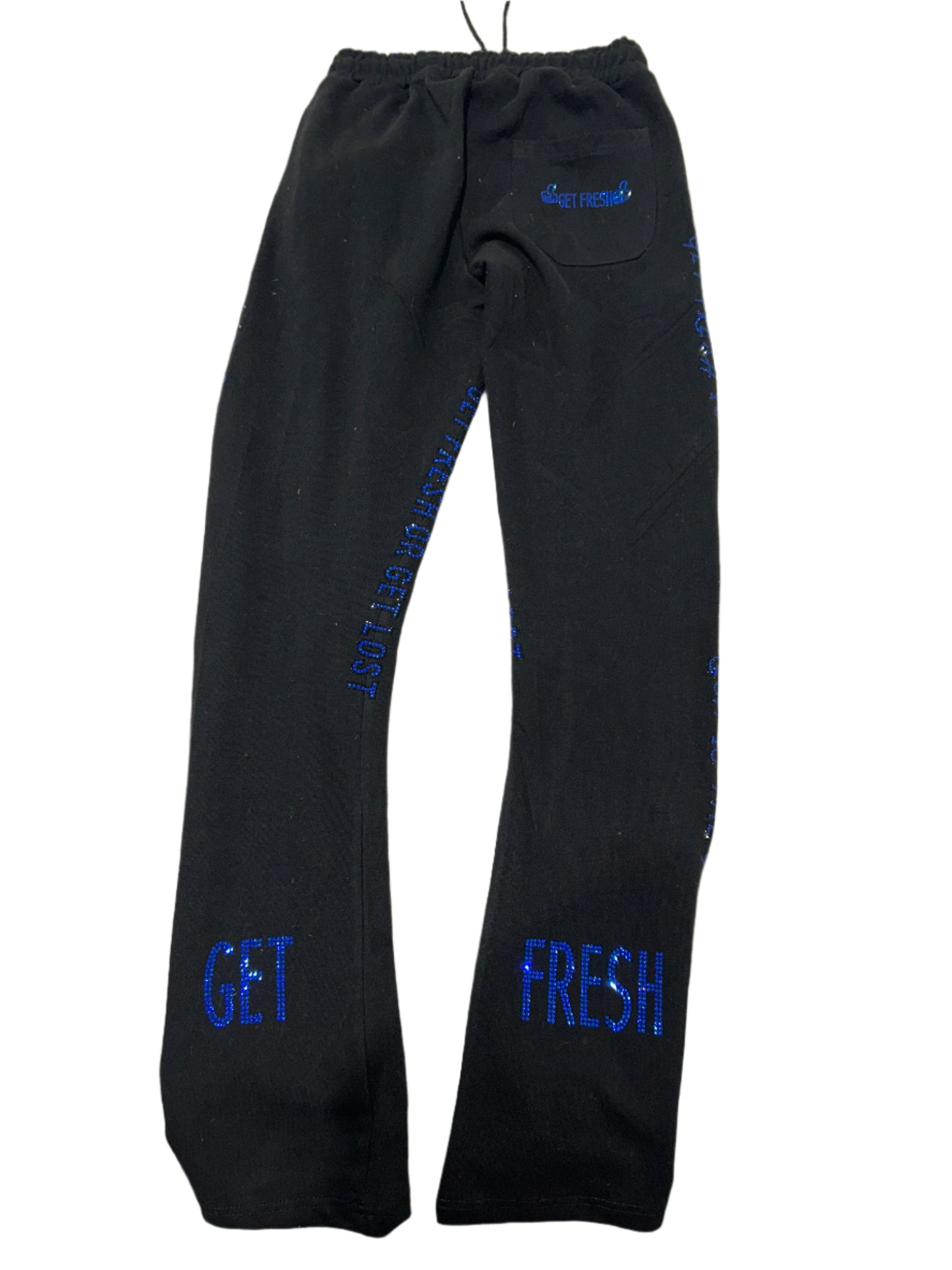 Black GET FRESH OR GET LOST Two-Piece With Blue Rhinestone Embroidery