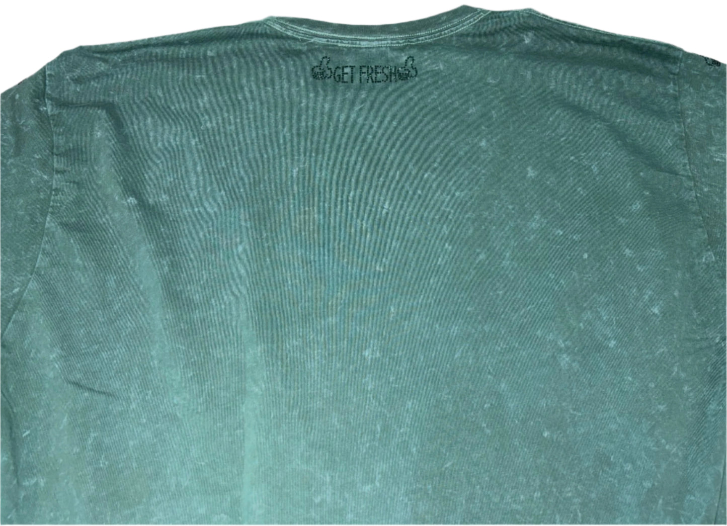Green GET FRESH OR GET LOST Shirt & Shorts With Green Rhinestones Embroidery