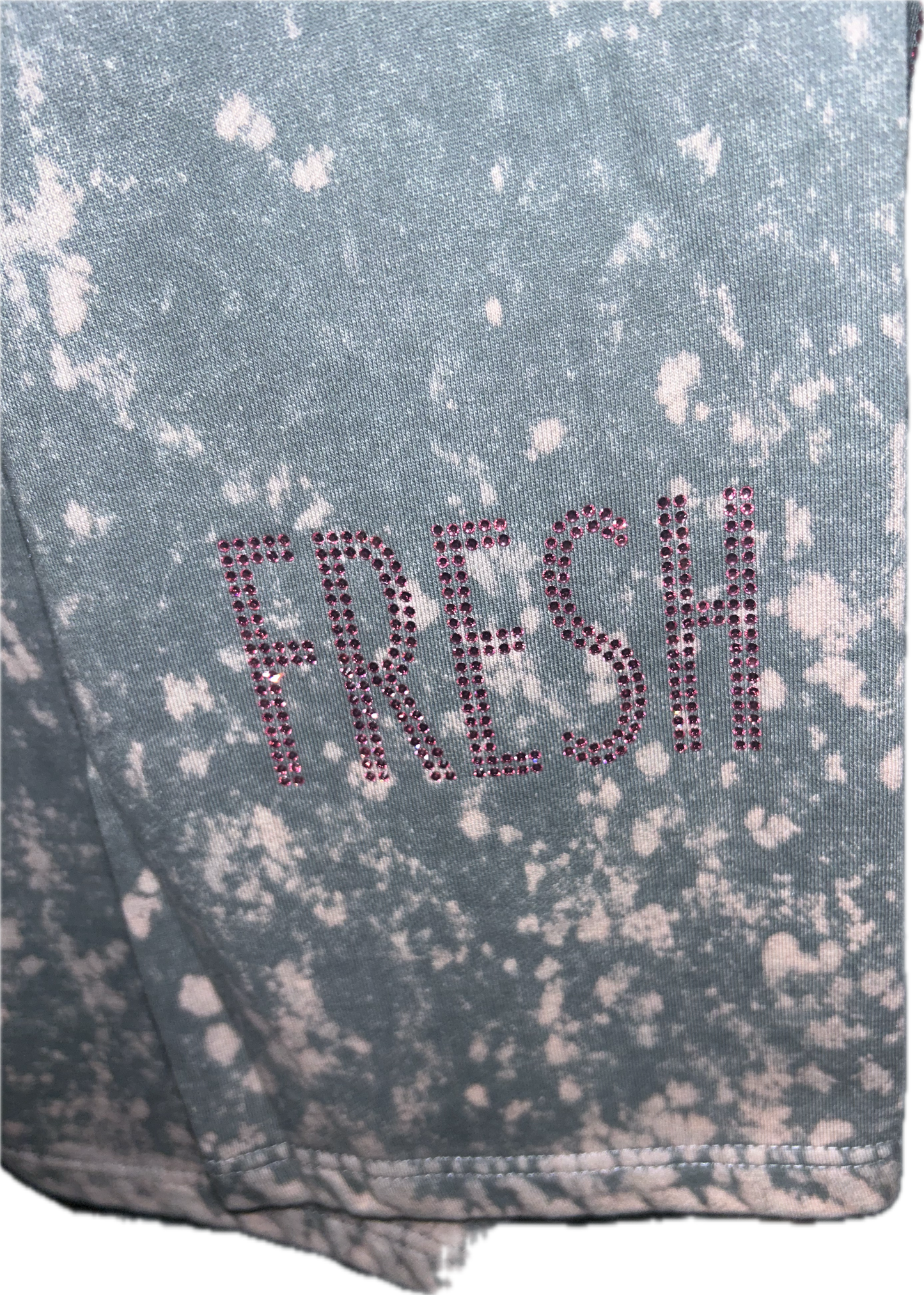 Gray & Pink GET FRESH OR GET LOST Two-Piece With Pink Rhinestone Embroidery