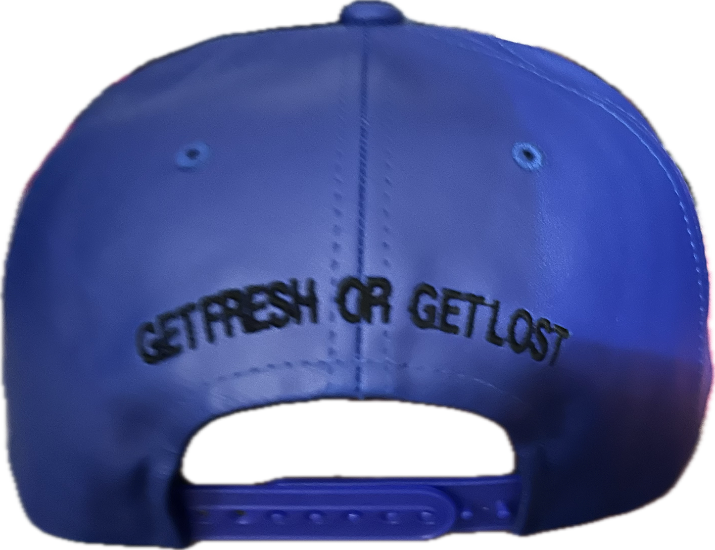 Royal Blue With Black Embroidery GET FRESH OR GET LOST Leather Hat