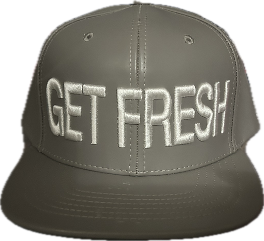 Gray GET FRESH OR GET LOST Leather Hat With White Embroidery