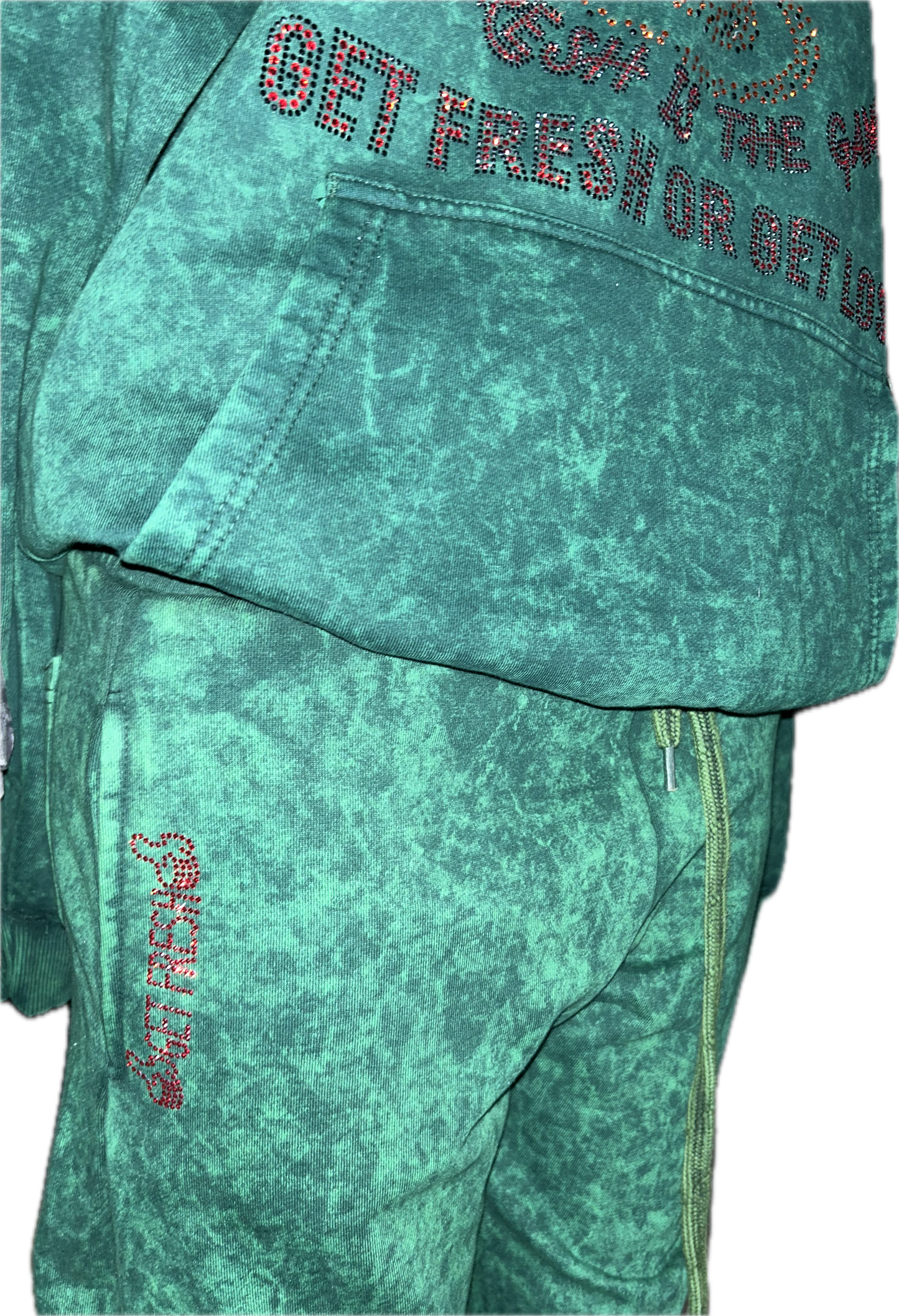 Green Get Fresh Or Get Lost Two-Piece, Pink Rhinestones