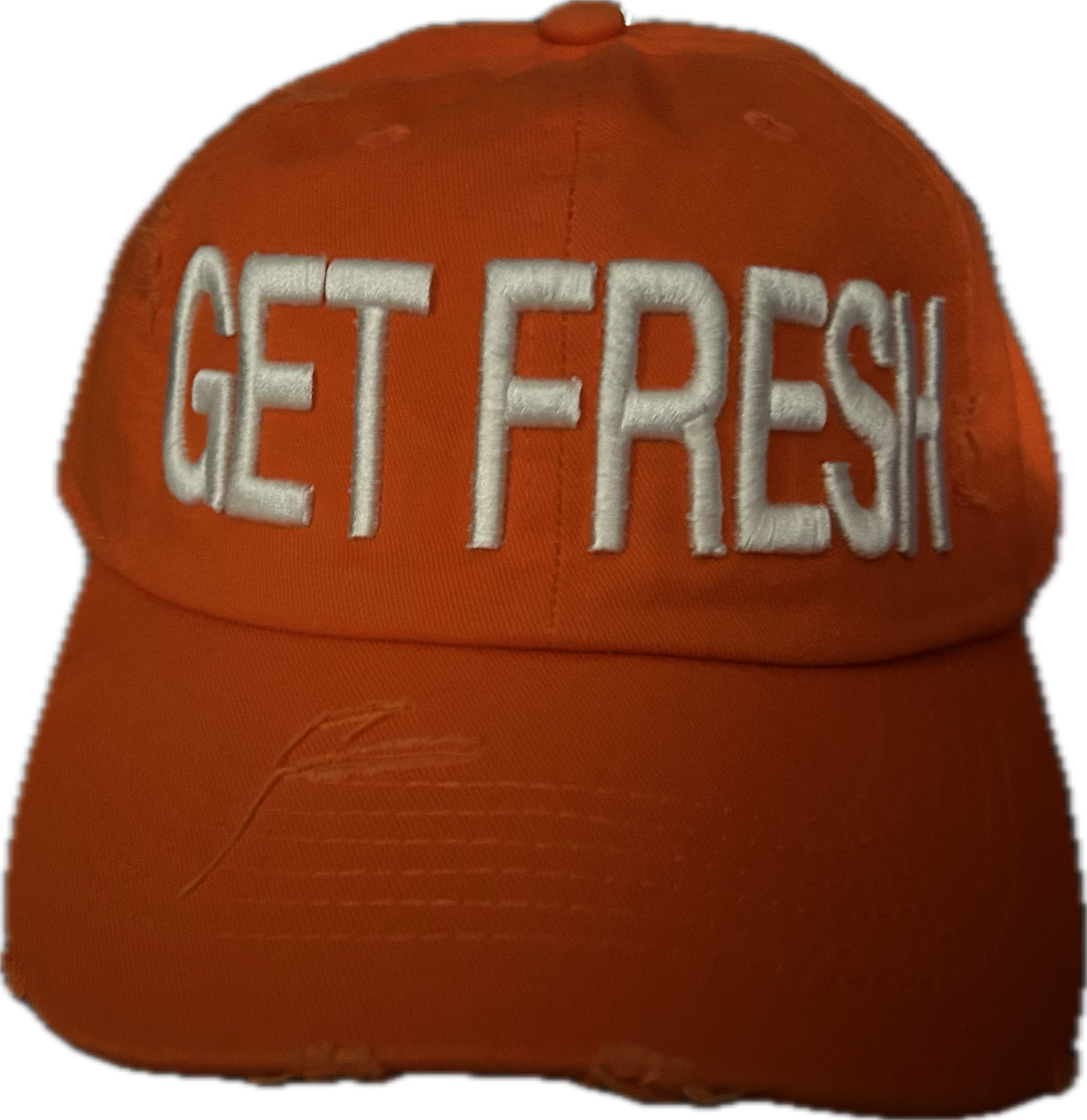 Orange GET FRESH OR GET LOST Dad Hat With White Embroidery