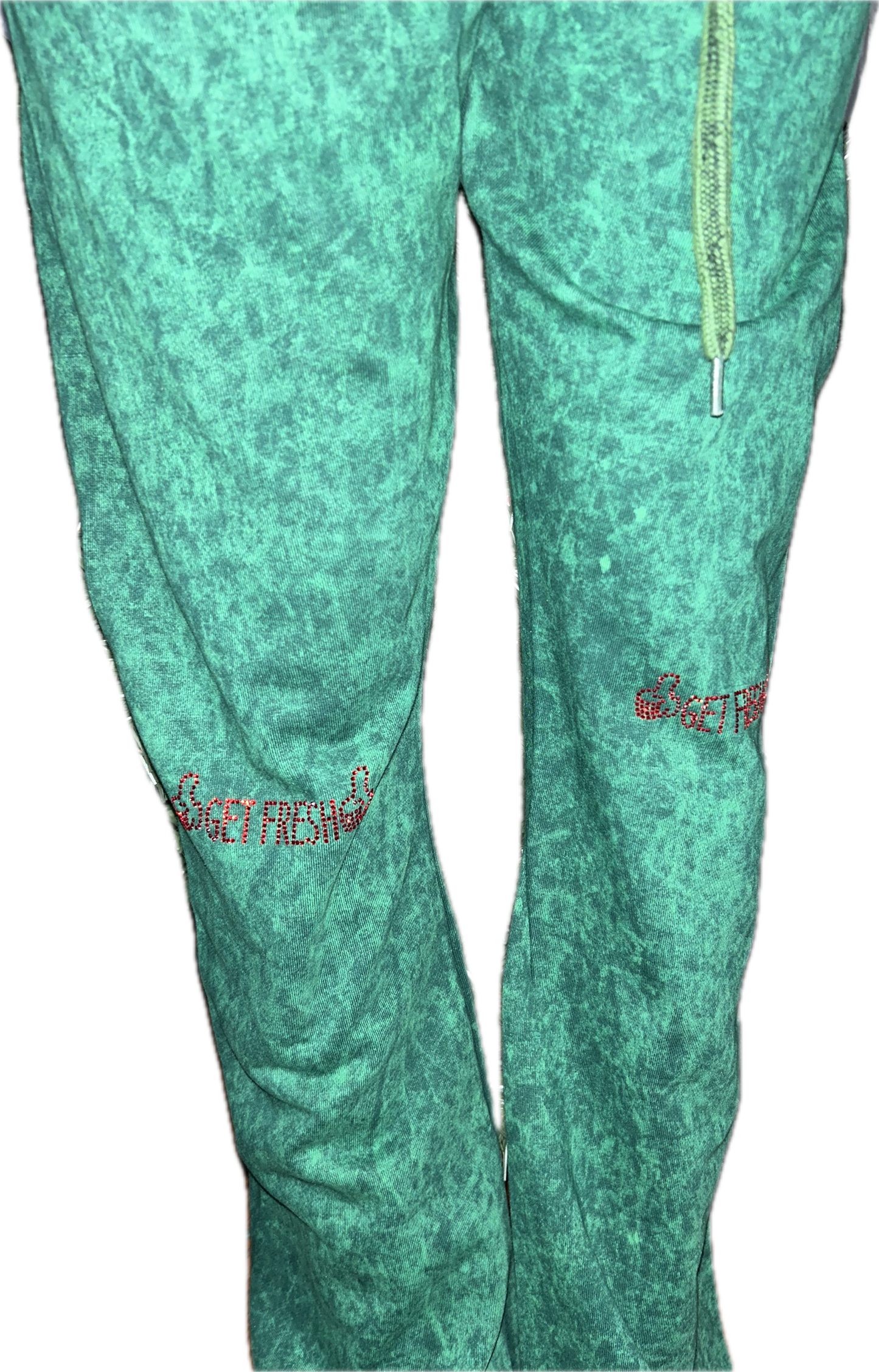Green Get Fresh Or Get Lost Two-Piece, Pink Rhinestones