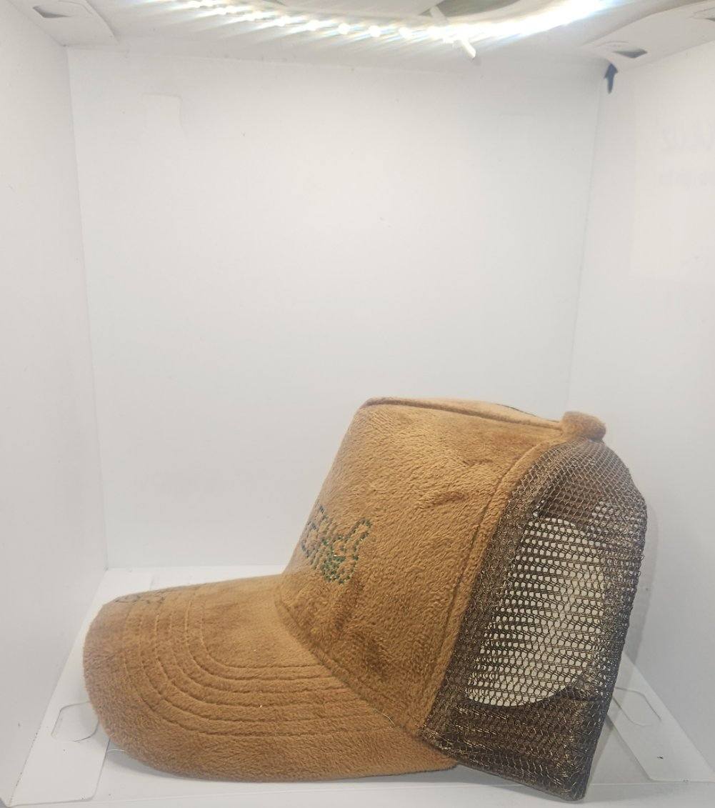 Brown GET FRESH OR GET LOST Hat With Green Rhinestone Embroidery And Colored Reflector