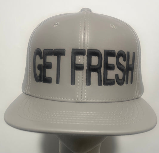 Gray Leather Get Fresh or Get Lost Hat Black Embroidery