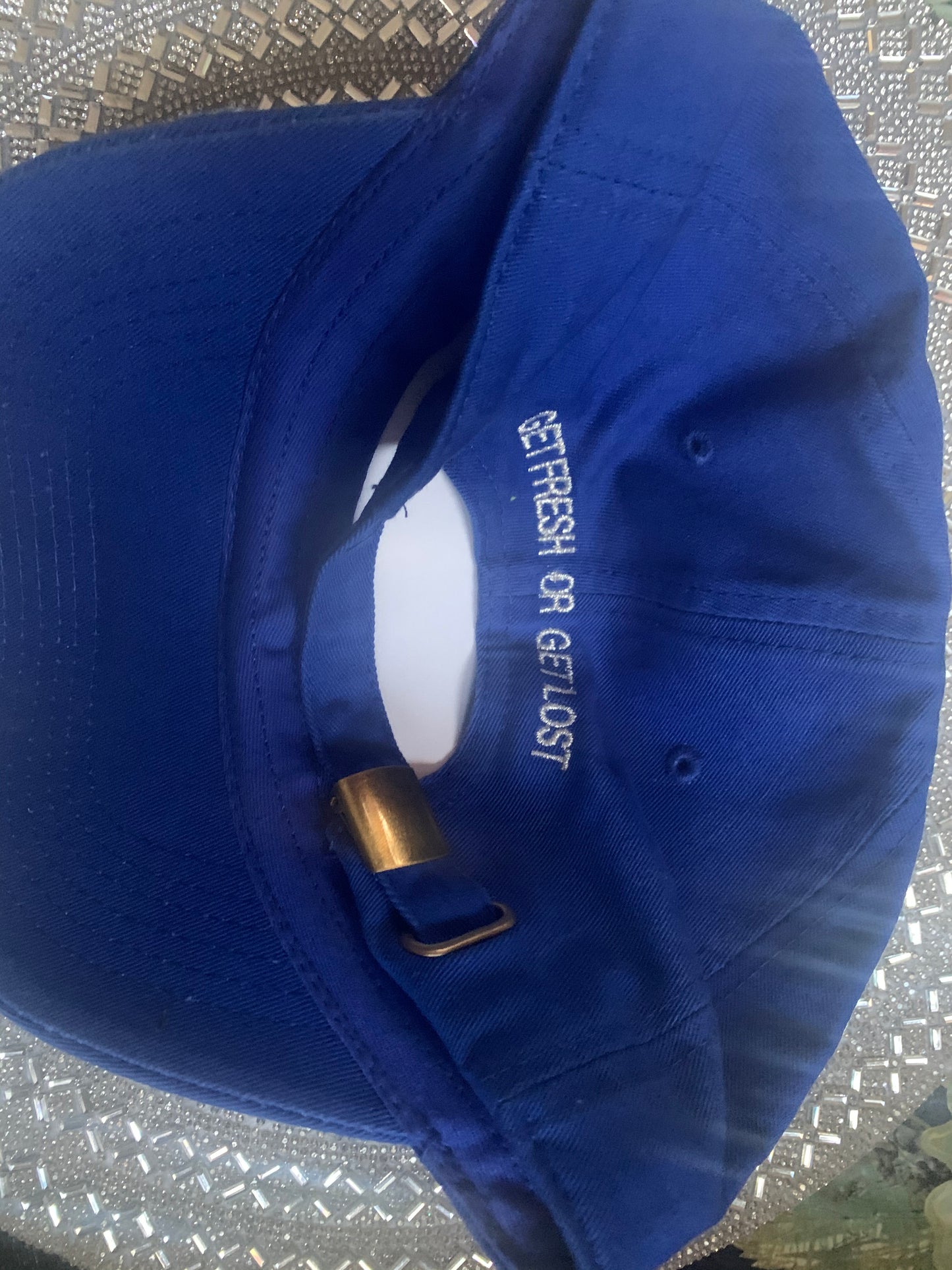 Royal Blue GET FRESH OR GET LOST Dad Hat With Silver Embroidery