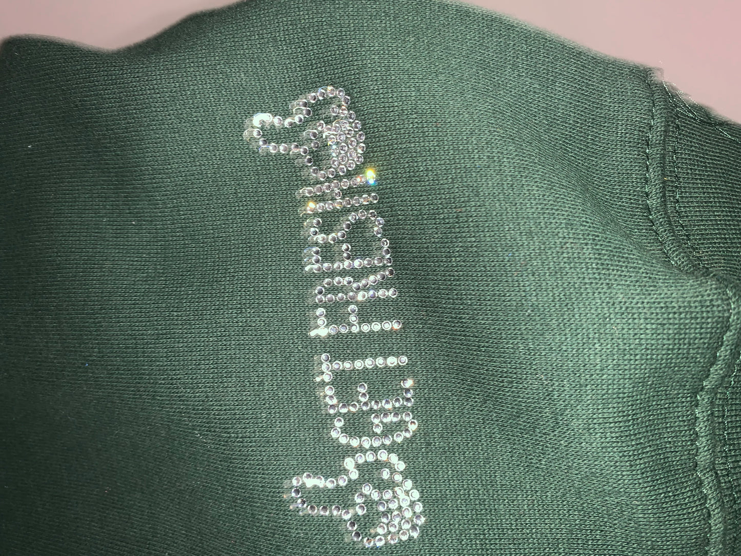 GET FRESH OR GET LOST Eagles Green Hoodie Clear Rhinestone Embroidery