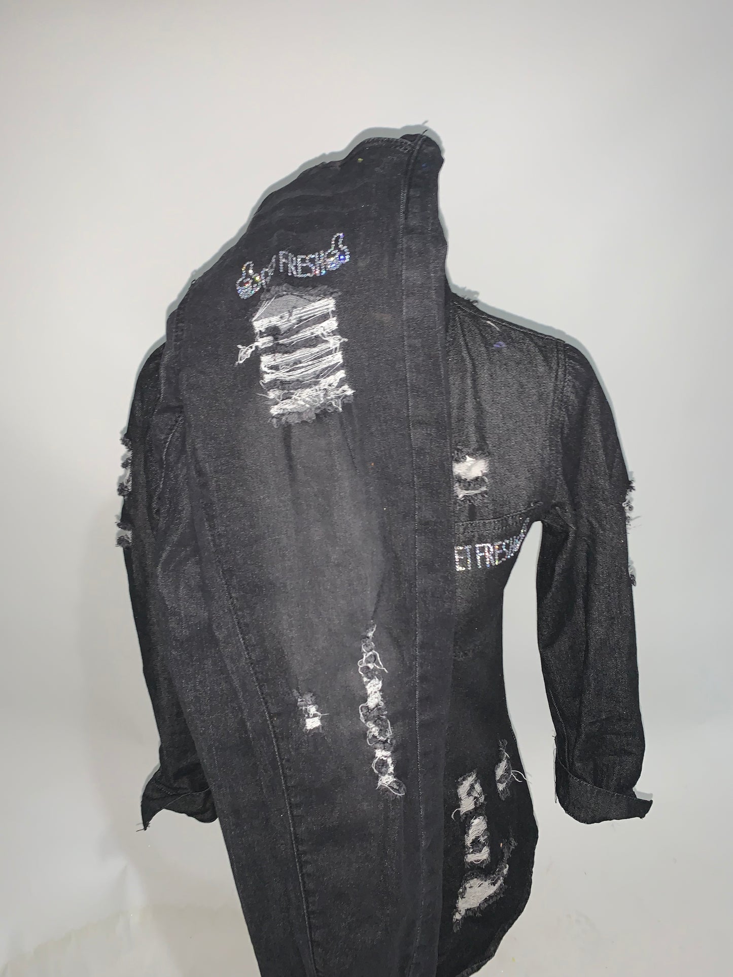 Two Piece Get Fresh or Get Lost Women Jeans Jacket Top And Bottom