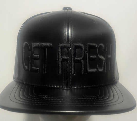 Black On Black GET FRESH OR GET LOST Faux Leather Hat