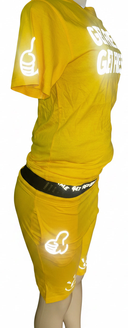 Yellow GET FRESH OR GET LOST Two-Piece Set