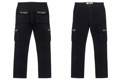 Black GET FRESH OR GET LOST Jean Two-Piece Outfit With Clear Rhinestone Embroidery