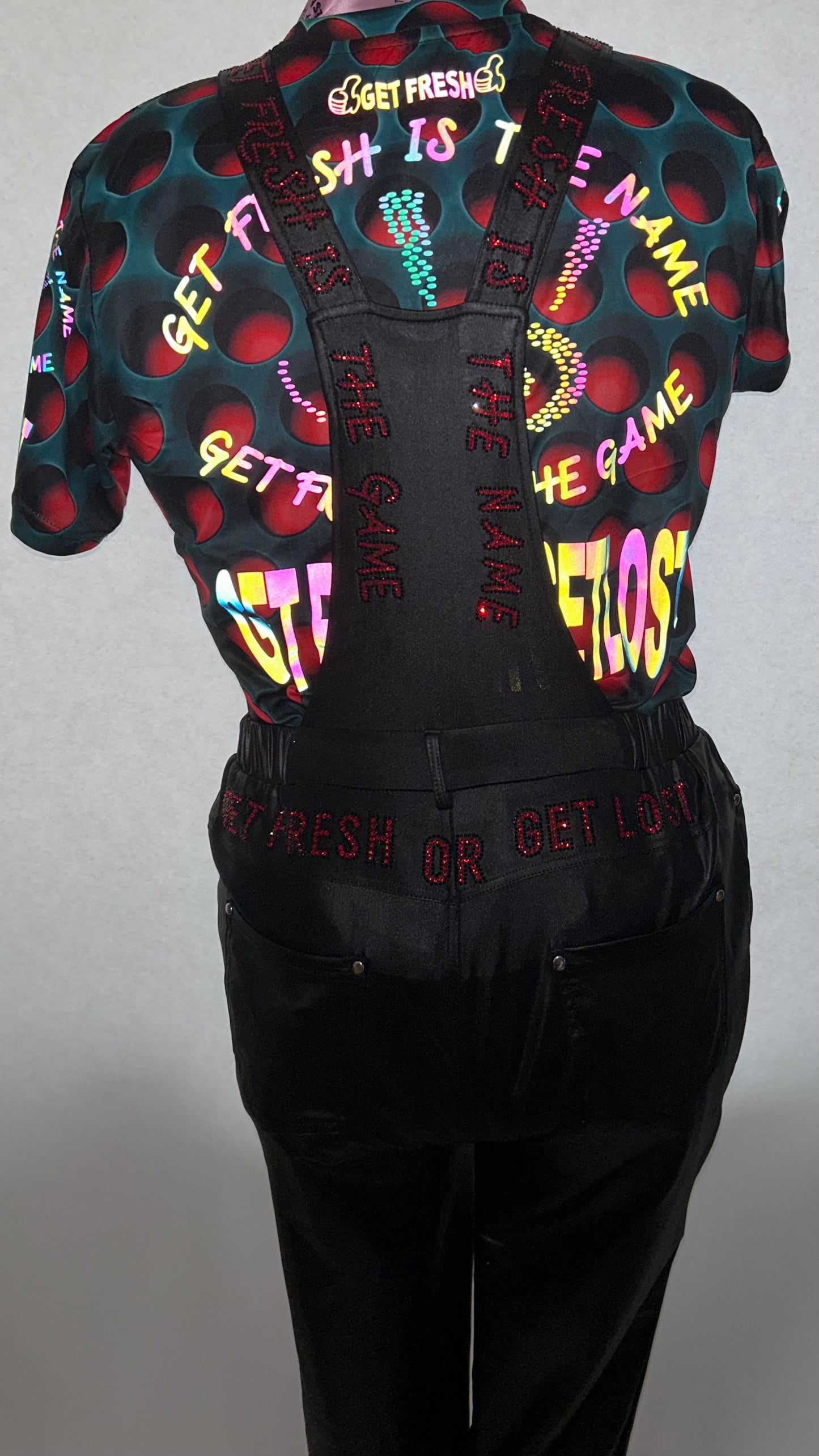 Black GETFRESH OR GETLOST Jumper With Red Rhinestone Embroidery