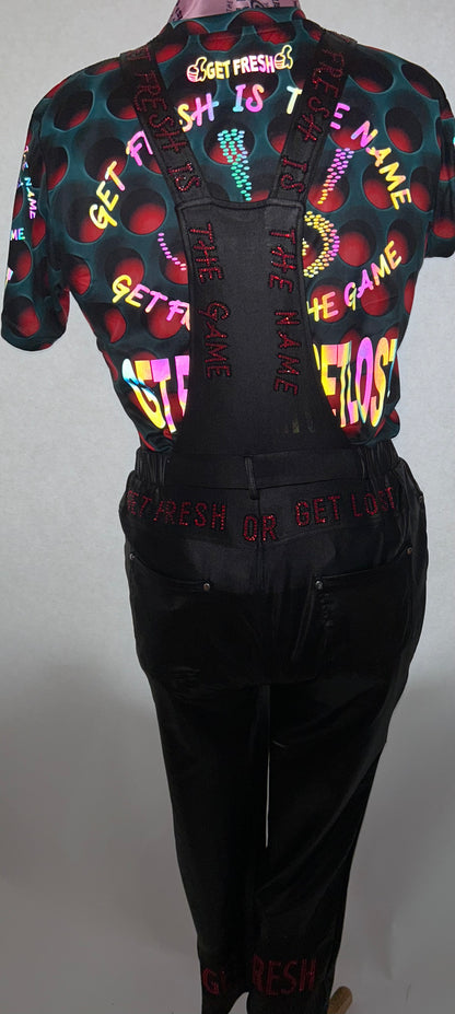 Black GETFRESH OR GETLOST Jumper With Red Rhinestone Embroidery