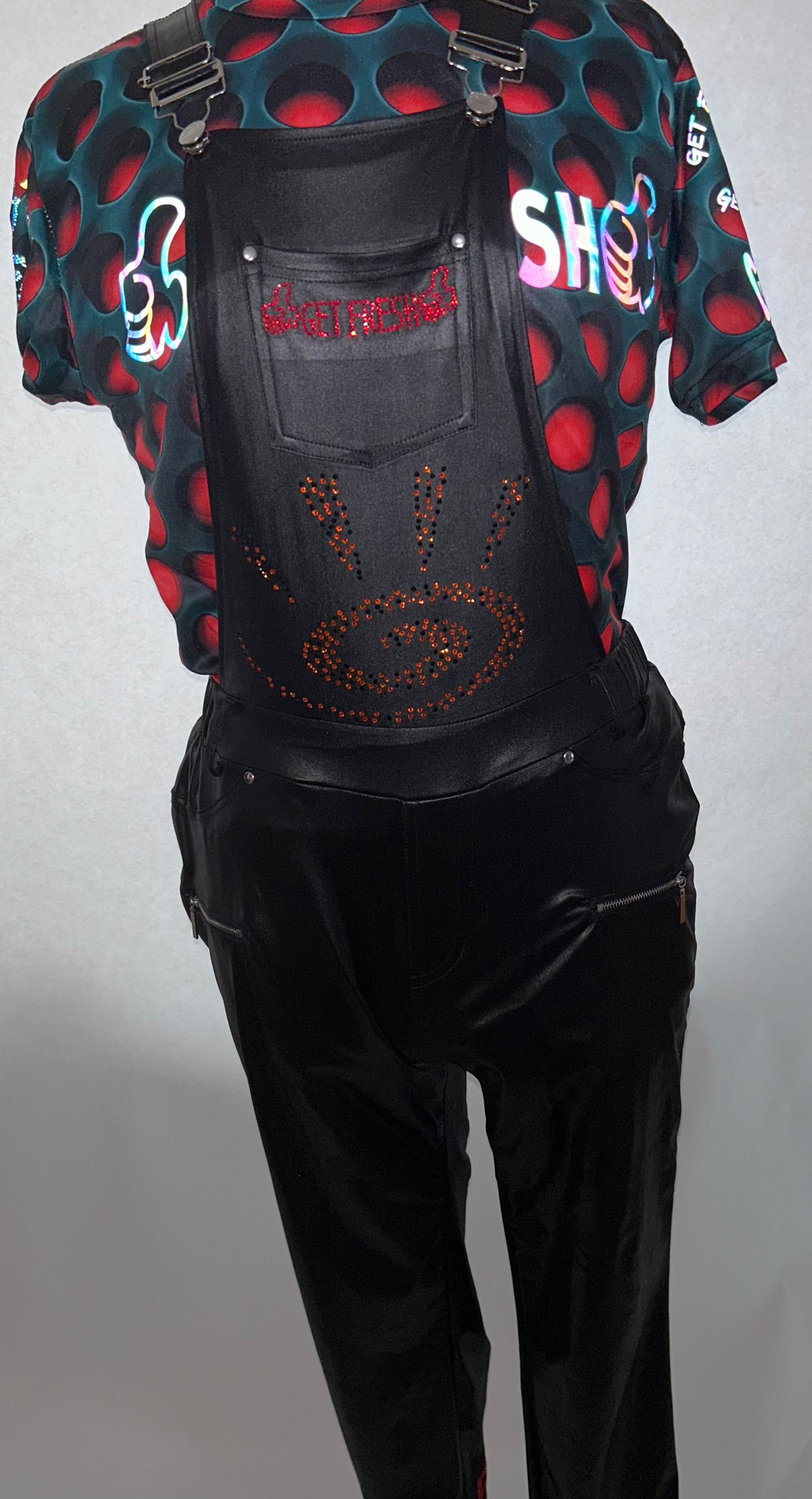 Black GETFRESH OR GETLOST Jumper With Red Rhinestone Embroidery