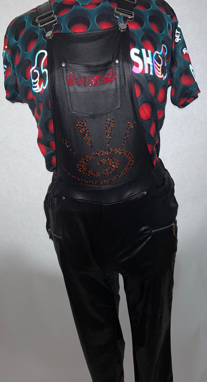 Black GETFRESH OR GETLOST Jumper With Red Rhinestone Embroidery