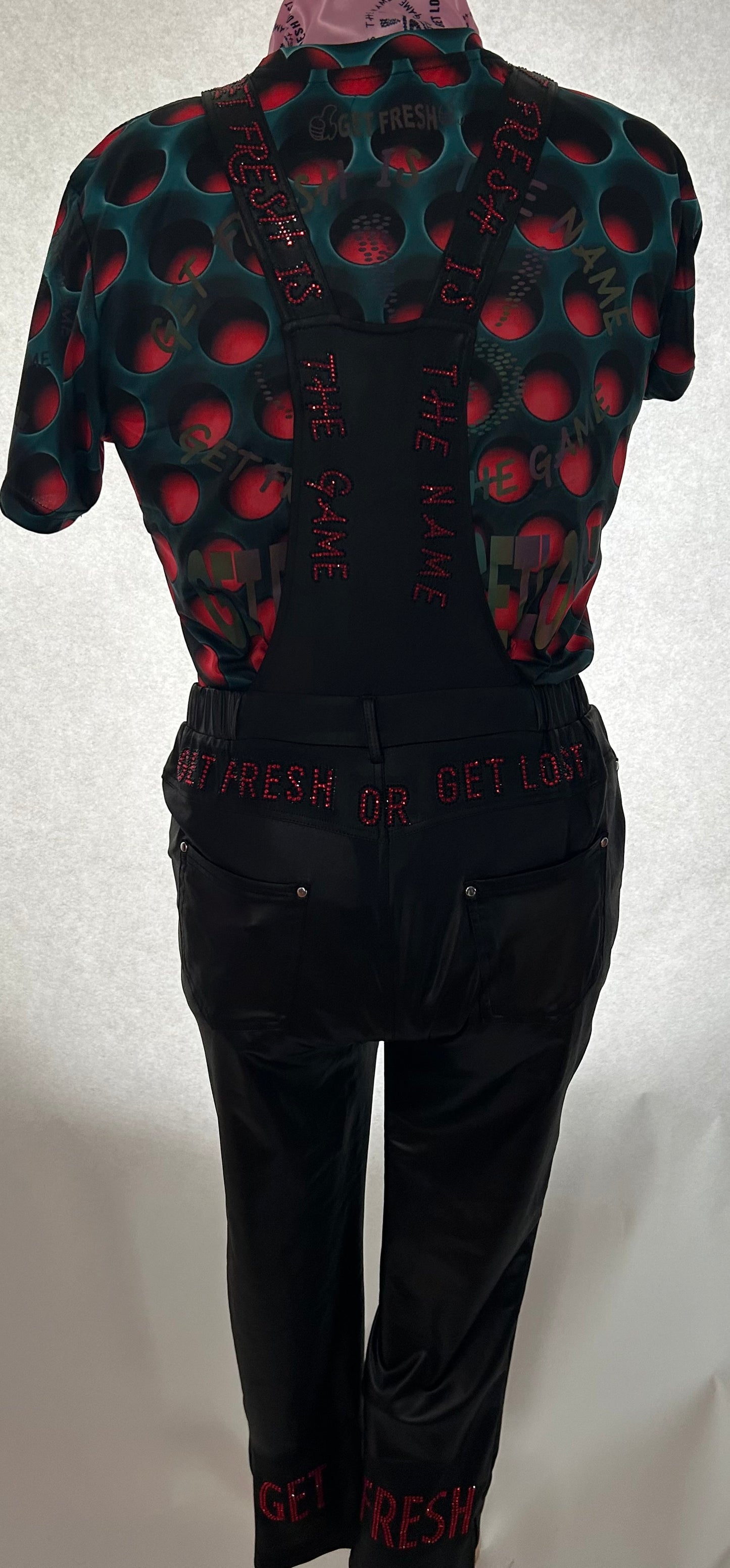 Black GETFRESH OR GETLOST Jumper With Red Rhinestone Embroidery