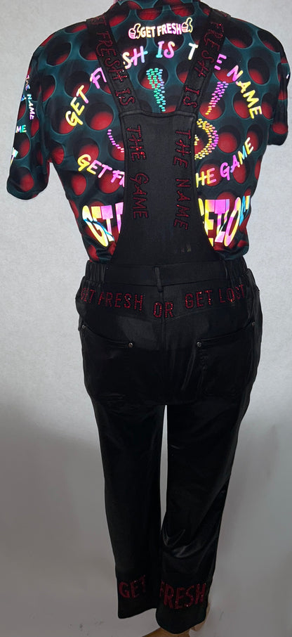 Black GETFRESH OR GETLOST Jumper With Red Rhinestone Embroidery