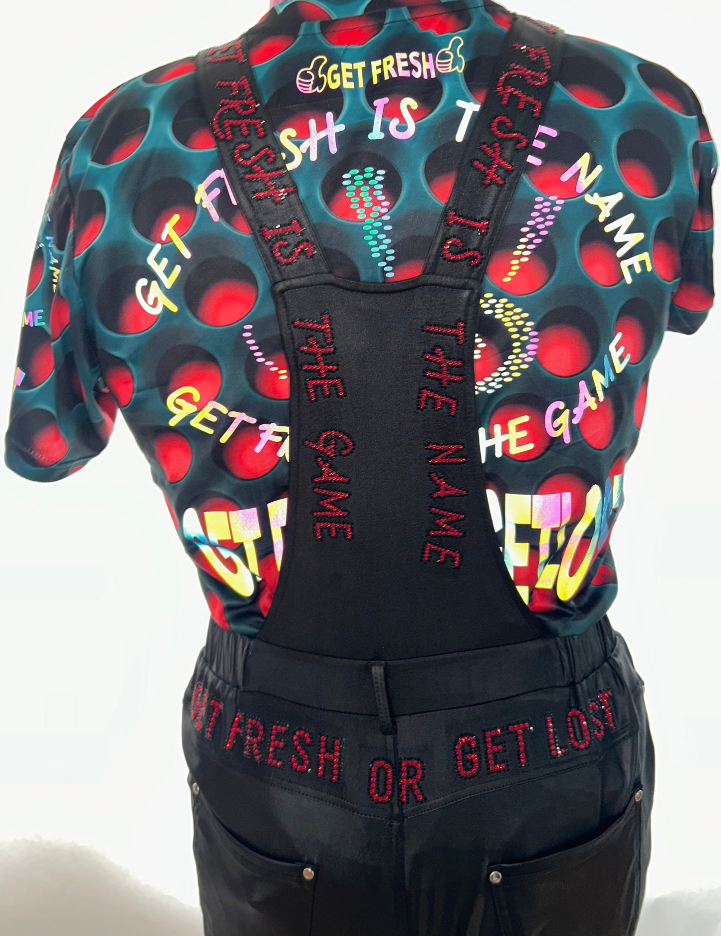 Black GETFRESH OR GETLOST Jumper With Red Rhinestone Embroidery