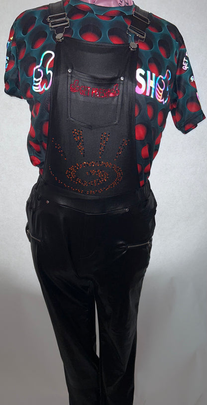 Black GETFRESH OR GETLOST Jumper With Red Rhinestone Embroidery