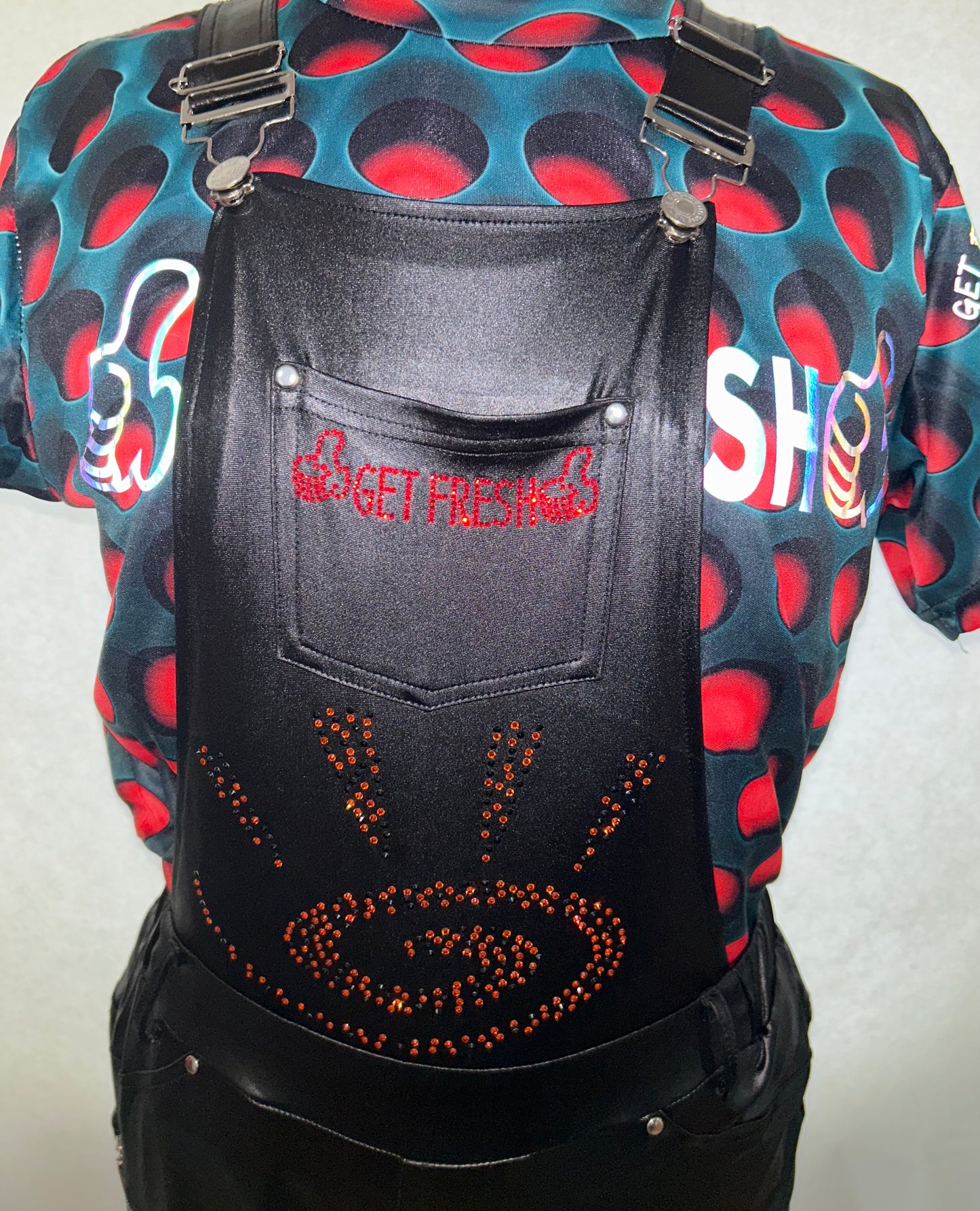 Black GETFRESH OR GETLOST Jumper With Red Rhinestone Embroidery