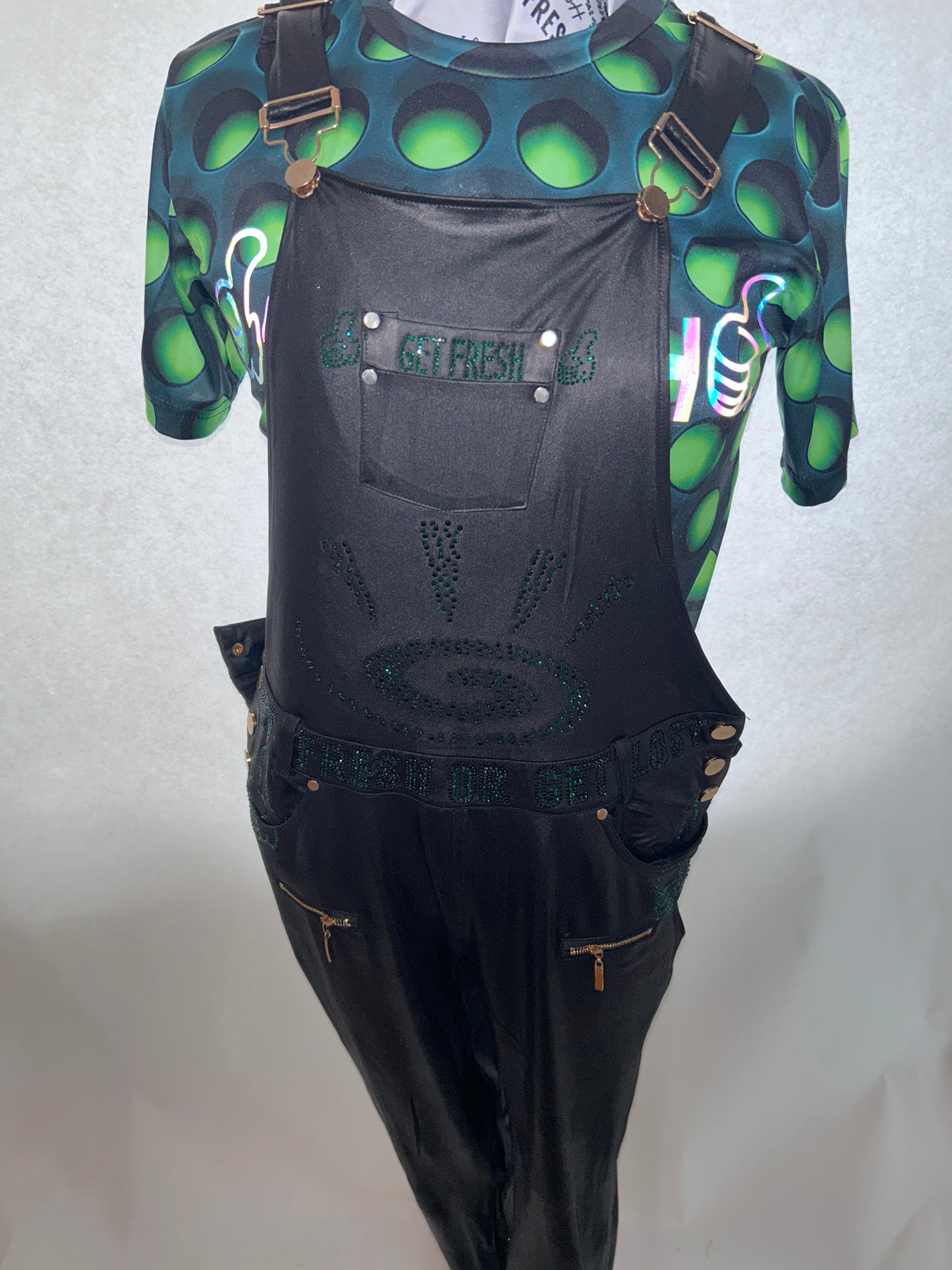 Black GET  FRESH OR GET LOST Jumper With Rhinestone Embroidery