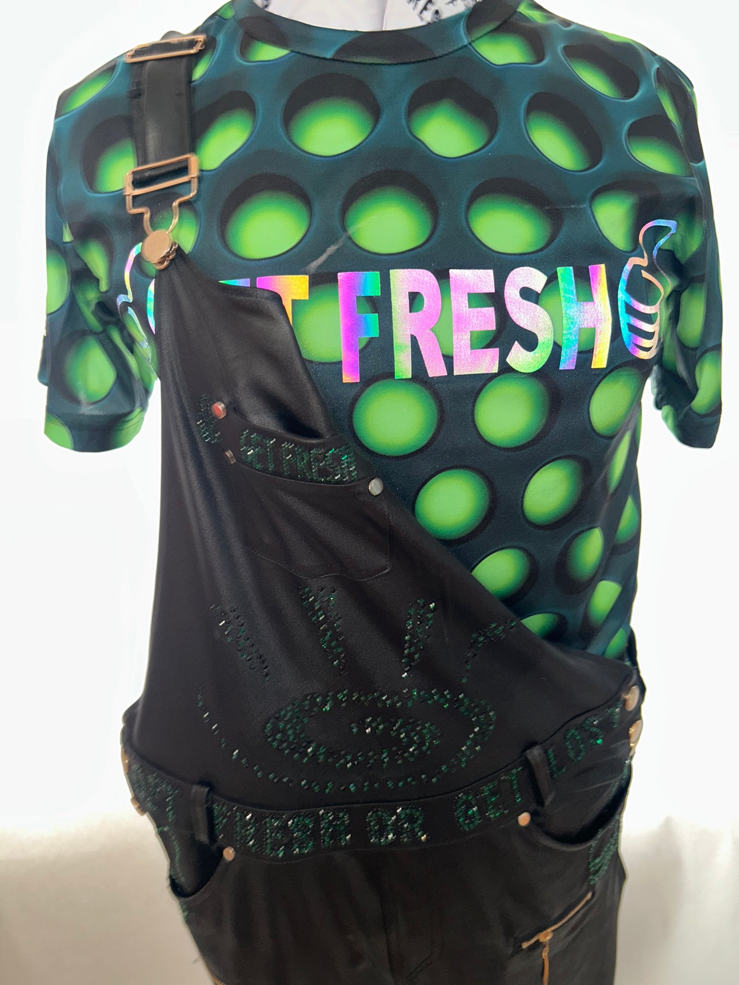Black GET  FRESH OR GET LOST Jumper With Rhinestone Embroidery