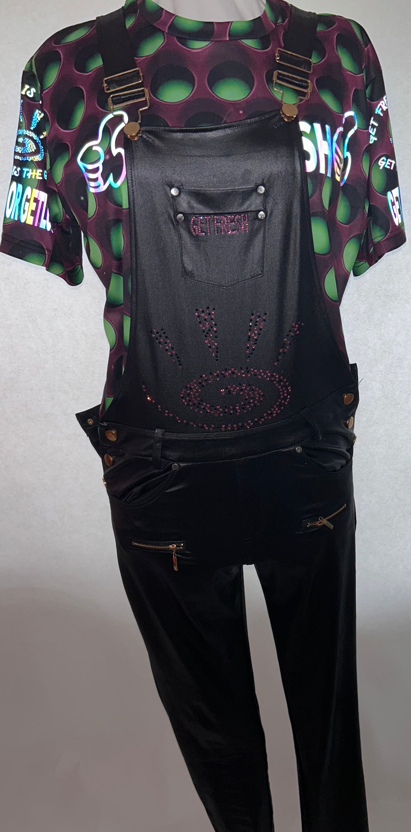 Black GET FRESH OR GET LOST Jumper With Pink Rhinestone Embroidery