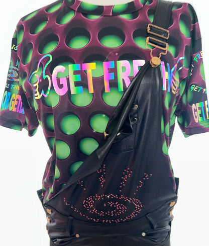Black GET FRESH OR GET LOST Jumper With Pink Rhinestone Embroidery