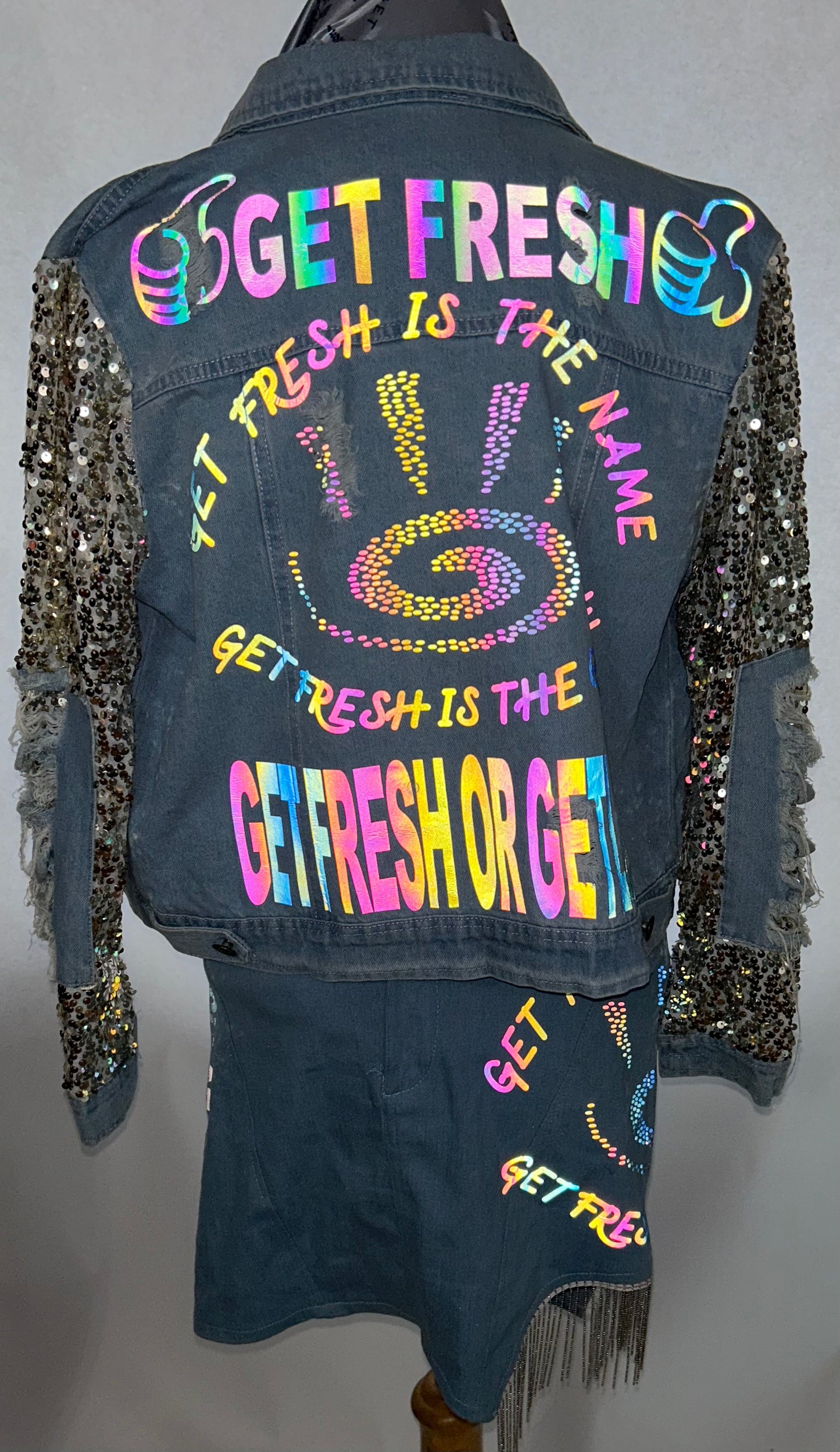 Three Piece GET FRESH OR GET LOST Jean Outfit Reflector