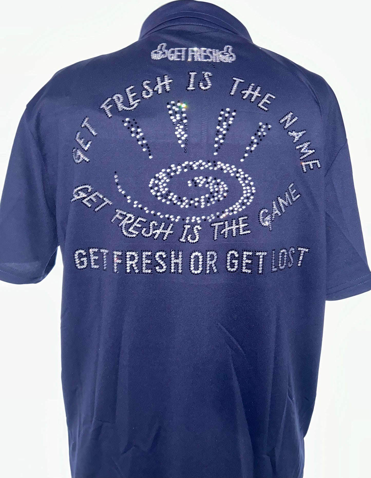 Blue With Clear & Black Rhinestone GET FRESH OR GET  LOST Polo Two Piece