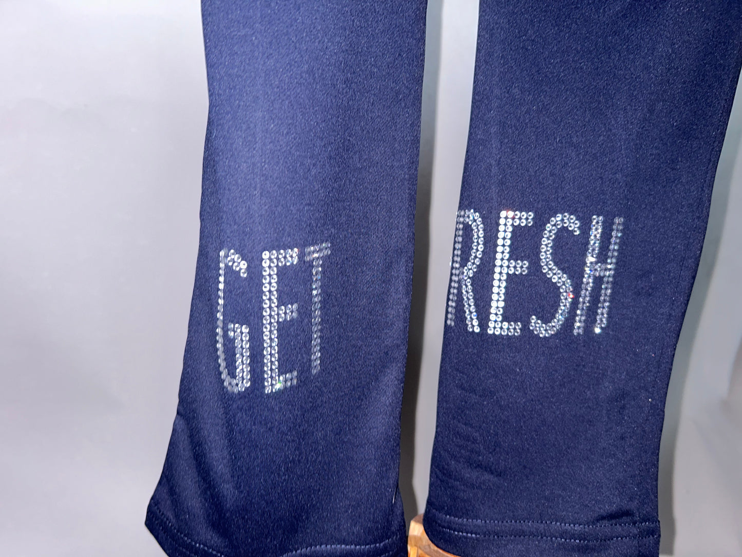 Blue With Clear & Black Rhinestone GET FRESH OR GET  LOST Polo Two Piece