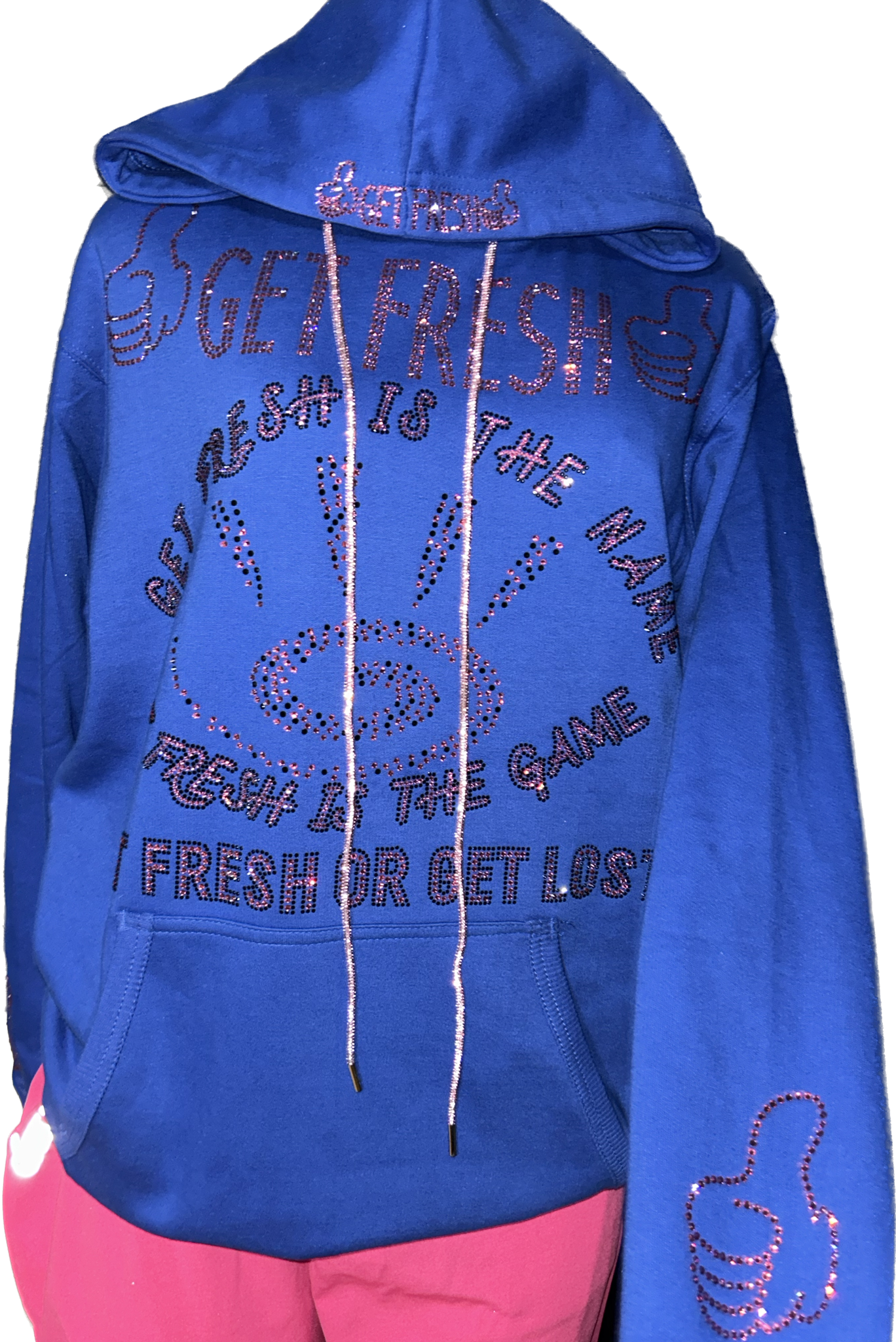 GET FRESH OR GET LOST Blue Sweater Rhinestone  One Piece