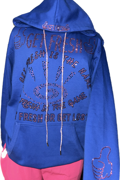 GET FRESH OR GET LOST Blue Sweater Rhinestone  One Piece