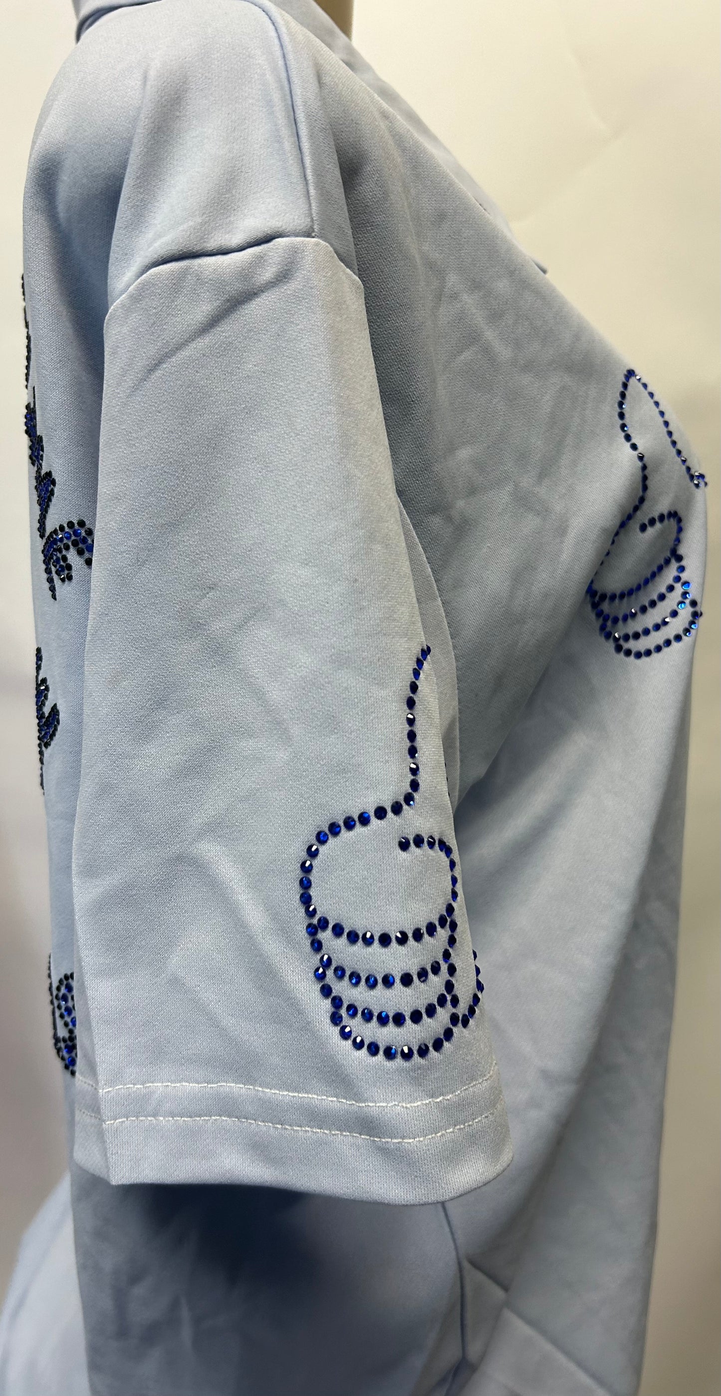 Light Blue GET FRESH OR GETLOST Two Piece Rhinestone Embroidery