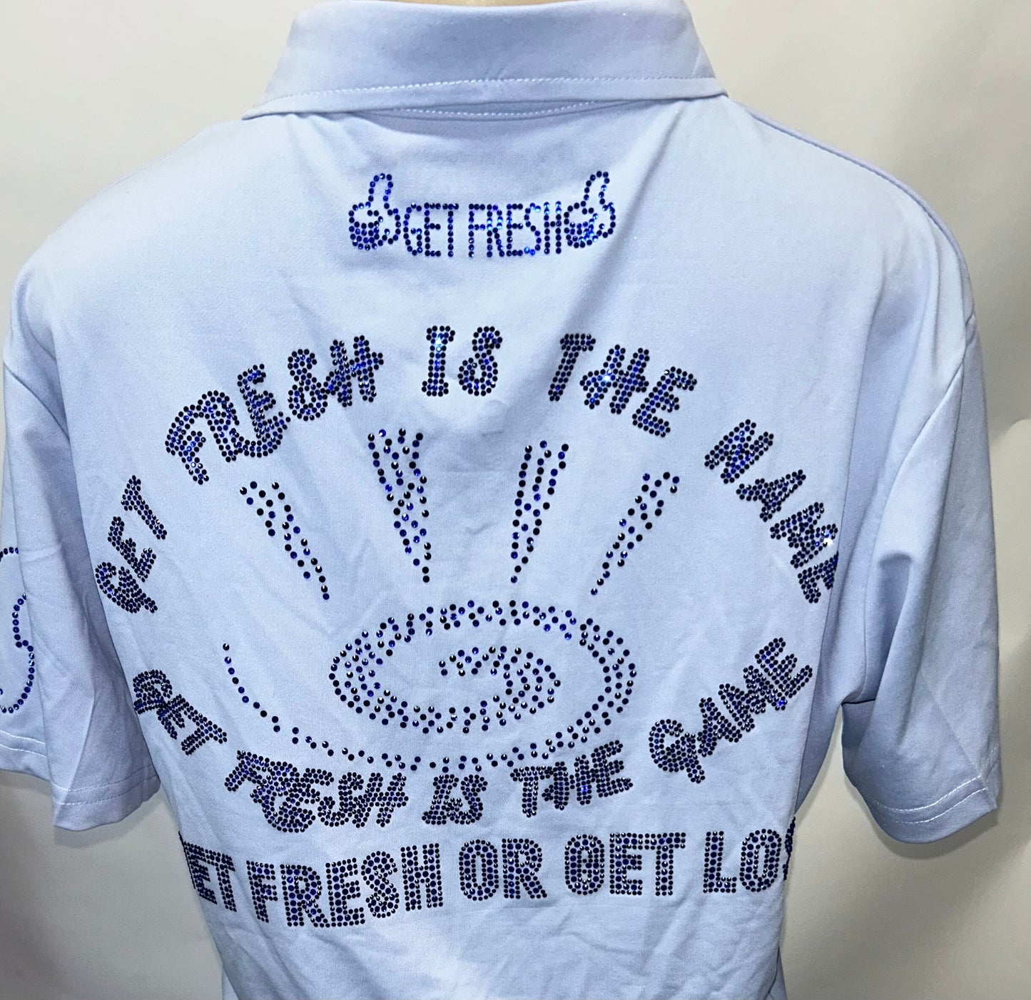 Light Blue GET FRESH OR GETLOST Two Piece Rhinestone Embroidery
