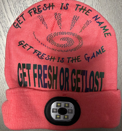Pink GET FRESH OR GET LOST Winter Hat Reflector