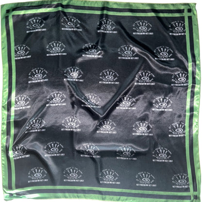 Black GET FRESH OR GET LOST Scarf With Green Outline