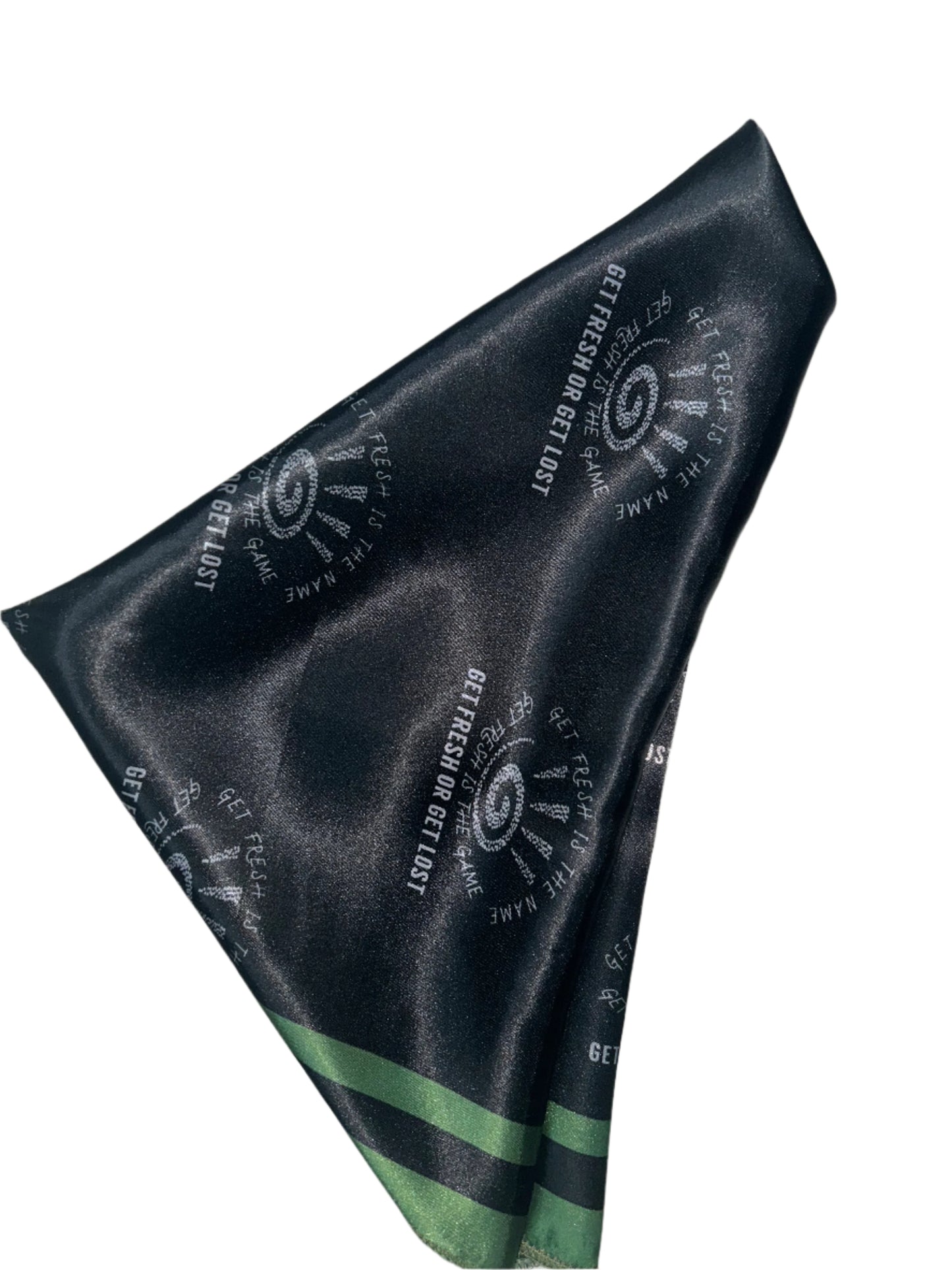 Black GET FRESH OR GET LOST Scarf With Green Outline