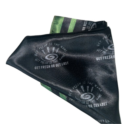 Black GET FRESH OR GET LOST Scarf With Green Outline