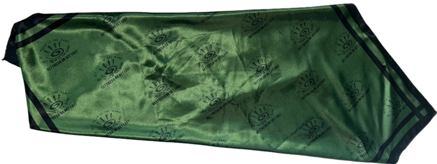Green GETFRESH OR GET LOST Scarf With Black Outline
