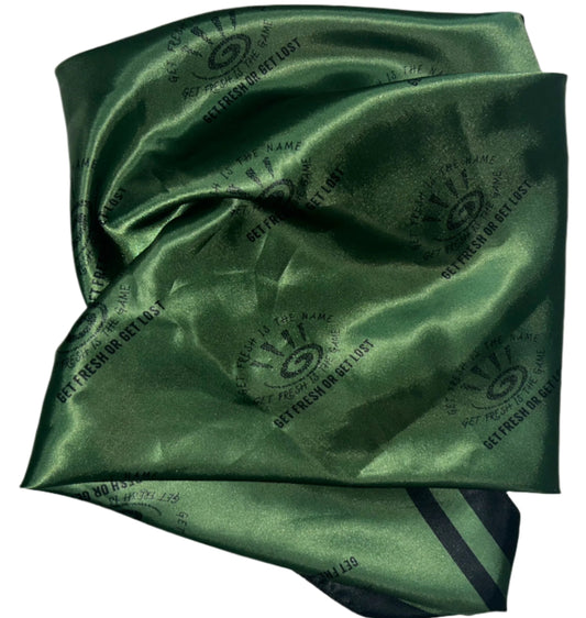 Green GETFRESH OR GET LOST Scarf With Black Outline