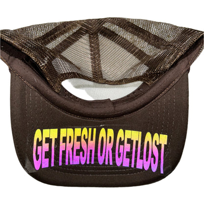 Brown GET FRESH OR GET LOST Hat With Colored Reflector